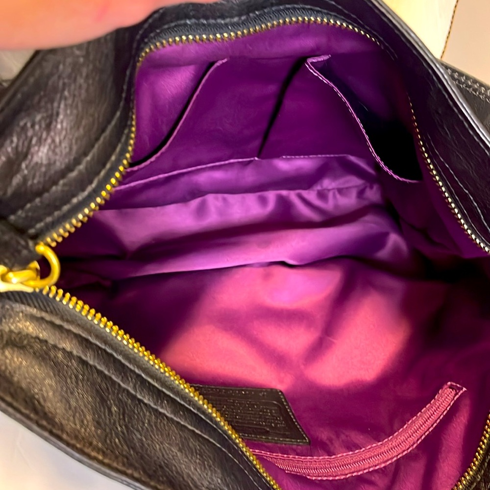 Coach Zoe Leather Gold Studded Shoulder Bag: S-M - Picture 11 of 12